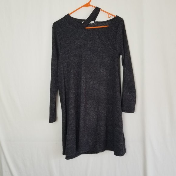 NWT Cotton Emporium sweater open neckline gray mini A-line dress size S (299) - Picture 3 of 12